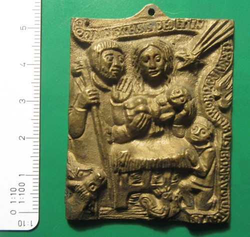 Bronze relief krippen szene - bronze, relief,