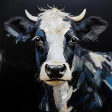 Poster Bild Kunstdruck Wandbild Leinwand Canvas 30x30 cm Kuh Rind Porträt