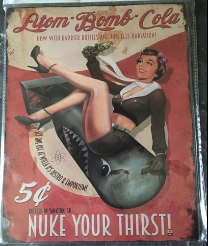 Blechschild atom bomb cola - bomb,