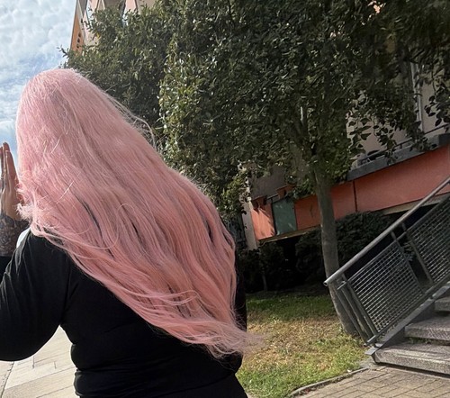 Echthaar perücke pastell rosa - perücke,