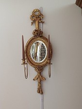 1 alter Wandspiegel mit 2 Kerzenhaltern Goldfarben