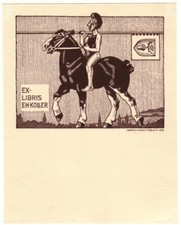 IWAN E. HUGENTOBLER: Exlibris für E. H. Koller, Ritter auf Pferd, 1915