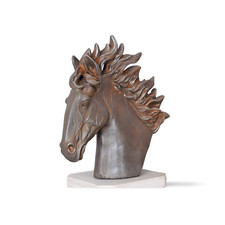 Gartenstatue Pferd Pferdekopf Parkskulptur Pferdebüste Antik Stil Dekofigur neu