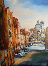 Venedig Leinwandbild XL Bilder Galerie Gerner Original 80 X 60 cm blau orange