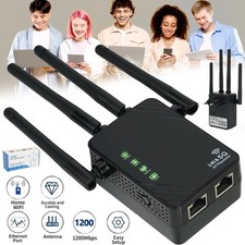 WLAN Repeater Router Range WIFI Signal Verstärker Access Point Booster 1200 Mbps