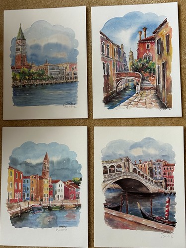 Aquarelldrucke venedig - 4x, +