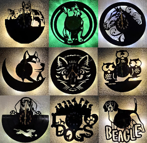 Wanduhr tiere aus vinyl - wanduhr,