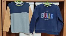 1 Pullover Jungen OKAIDI blau mit Motiv 1 T-Shirt People Wear Organic Gr. 128