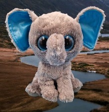 TY Beanie Boos Elefant Peanut Grau Blau 23 cm Glubschi Glitzeraugen Kuscheltier