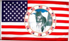 Fahne USA mit Wolf Flagge country Hissflagge 90x150cm