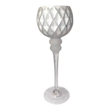 Glaskelch 35cm weiß silber