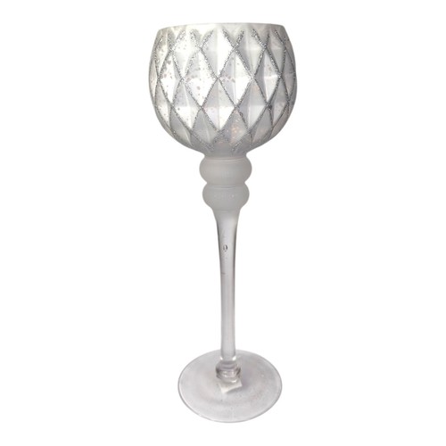 Glaskelch 35cm weiß silber