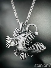 Piranha Fisch Anhänger 3D Edelstahl Halskette Jäger Skull Schmuck Biker KE158B