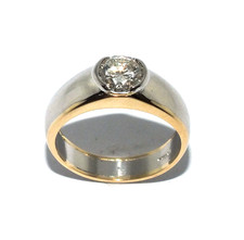Herren Platinum Und 18ct Gelbgold Ring Mit 1.30ct Diamant, Größe T