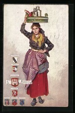 Künstler-AK Frau in