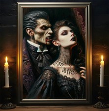 Vampirzähne Gothic Poster Dark Art Leinwand Wandbild Halloween Deko