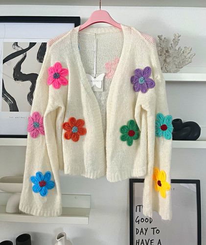 Mioni damen strickjacke creme - strickjacke,