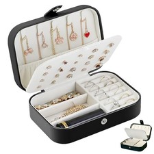 Schmuckkasten Schmuckkoffer 2 Schichten Schmuckkästchen Aufbewahrungsbox Schwarz