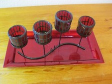 Kerzenteller Deko - Kunststoff Platte 36 x 17 cm Tablett  mit Glaskerzenhalter