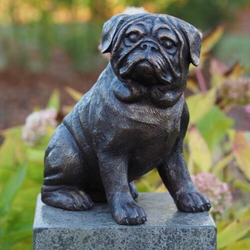 Bronzefigur kleiner mops - bronzefigur,