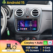 DAB+ 4+64GB Android 15 Carplay Autoradio GPS Navi Für Dacia Lodgy Dokker 2012-21