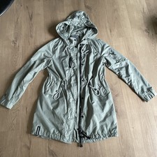 Khujo Jacke Mantel Trenchcoat Reißverschluss Knöpfe Gr. L 40 wie neu Salbei Grün