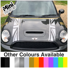 PAAR MINI COOPER S Union Jack MÜTZE Rennstreifen VINYL GRAFIK AUFKLEBER R56