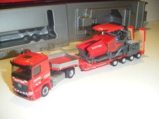 Herpa 314664 MB Actros Goldhofer Semi Tieflader Vögele Asphalt Fertiger Kutter
