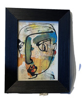 expressives Portrait Frau gerahmt Zeichnung orig. Sonja Zeltner-Müller 18x14cm