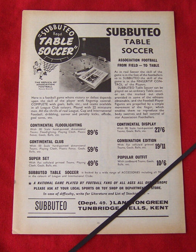 Subbuteo tischkicker 1963 - tischkicker,