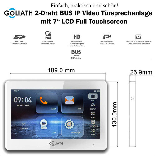 Zoll monitor draht bus - 7-zoll, 2-draht