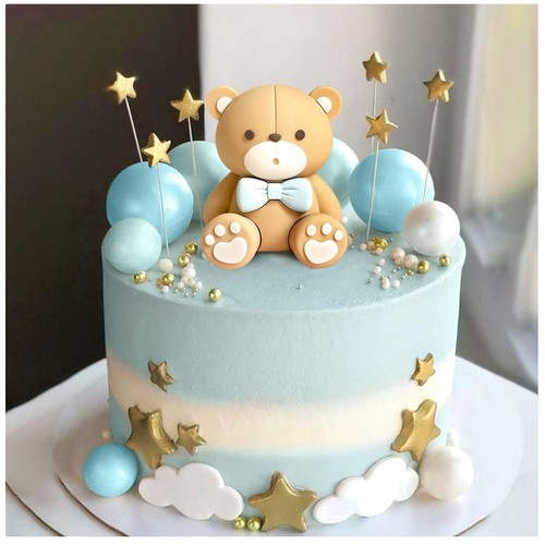 Tortendeko taufe junge teddy - tortendeko,