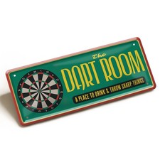 Dartschild DART ROOM 28x12cm Vintage Metallschild Bar Pub Hobbyraum Geschenk
