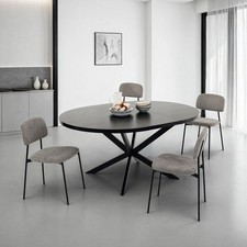 Essgruppe Esstisch & 4 Stühlen ausziehbar platzsparend Schwarz/Grau rund 120 cm