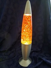 LAVALAMPE Retro 90 ziger Kenart Enterprise  Mod.KL - 209 A Glitzer Gelb Orange