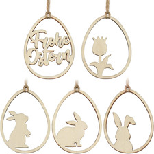 Osterdeko Holzanhänger 15er Set Hängende Ostereier Hasen Basteln