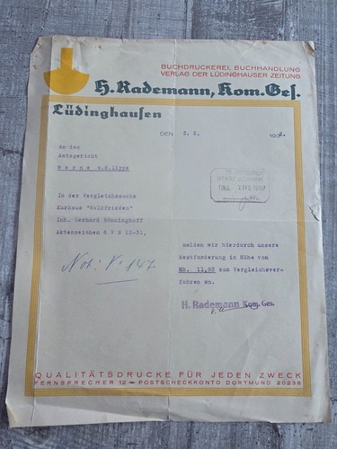 Alte rechnung 1932 - alte,