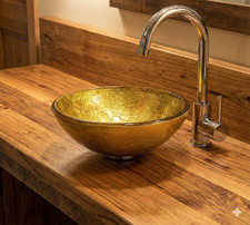 Aufsatz Glas Waschbecken gold