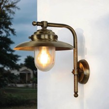 Wandleuchte Messing IP64 Glas Schirm Maritimer Stil Außen Lampe Hof Terrasse