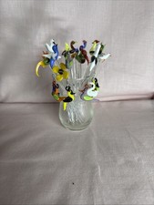 Bimini Glas Cocktail Plektren mit rotem Schalenständer, 20er Jahre, Wien Österreich