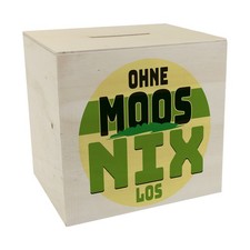 Spardose aus Holz mit lustigem