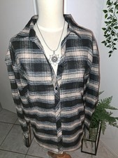 ?Flanell Bluse-GR.46-Schwarz/Beige Kariert-mollig Warm-Schal "Gratis" dazu?