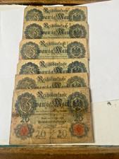 1906/07/08/10/14 WW1 DEUTSCHE 20 REICHMARK BANKNOTEN ( 10 Scheine insgesamt )