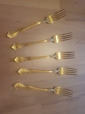 Solingen 4 Gabeln hartvergoldet 23/24 Karat