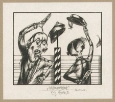 Karl-Georg Hirsch Original-Holzschnitt - Seitenverkehrt- Aus den Bagatellen 1982