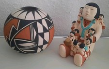 Storyteller HOPI Kugelvase   ACOMA Handarbeit Indianische  Keramik Deco ORIGINAL