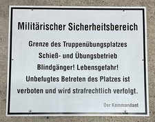 Schild Bundeswehr • Metallschild • TrÜbPl • Militärischer Sicherheitsbereich