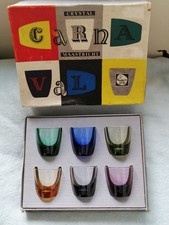 50er Jahre Kristall Maastricht Karneval mehrfarbige Schnapsgläser, verpackt, Holland