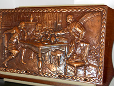 antik Wand Ablage Regal Post brief Halter Zeitungs Zettel Ständer Holz/Kupfer