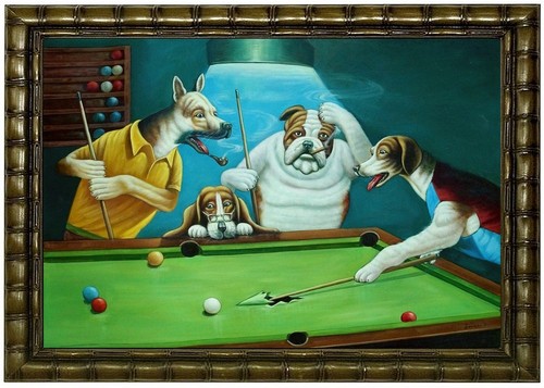 ölbild hunde beim - Ölbild,
